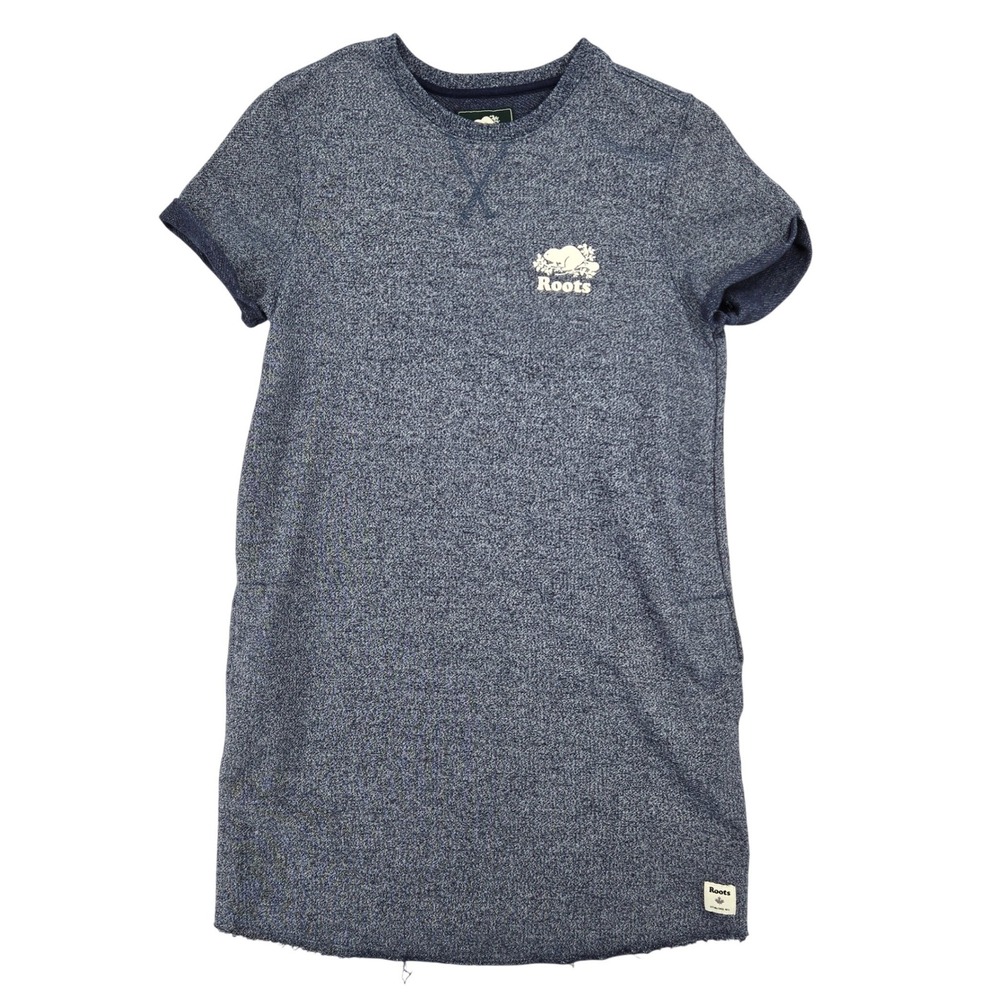 Roots XS T-Shirt‎ Dress Womens Blue Salt and Pepper Fleece Loungewear Crew Neck